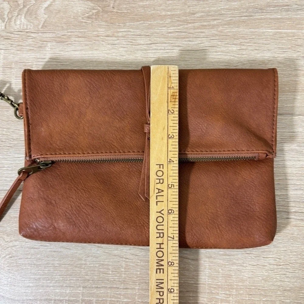 Universal Thread Wristlet Clutch Cognac Tan Boho Western Festival Foldover Bag